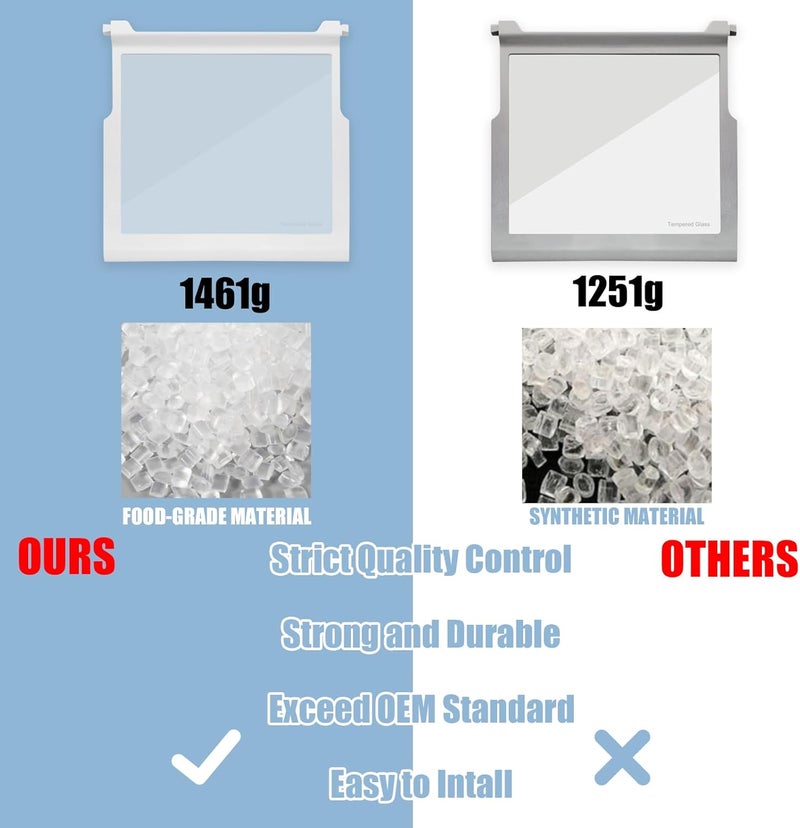 FBULWSEC WPW10276348 Refrigerator Glass Shelf Compatible With Whirlpool, Kenmore maytag, Amana, Crosley and more, Part Number: W10276348, AP6018411, PS11751713, 1557829, 2309524 - Image 3